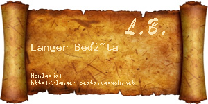 Langer Beáta névjegykártya